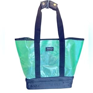 Vintage Translucent Emerald Green Tote with Zippered Bottom by No Restrictions.